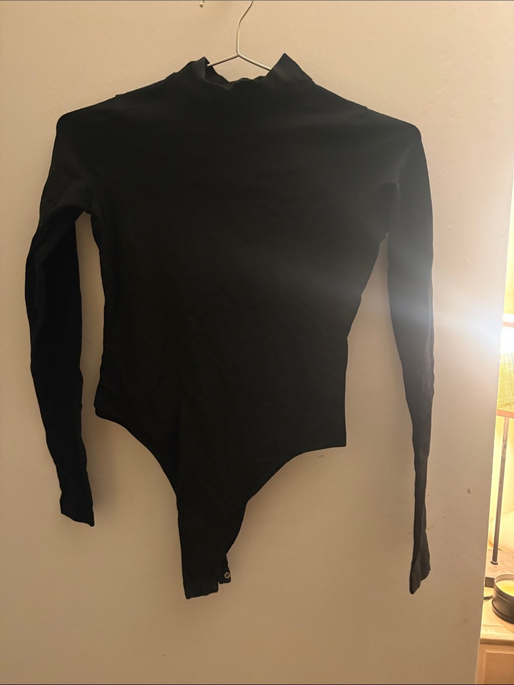 American Apparel Black Long-Sleeve Mock Neck Bodysuit - Women
